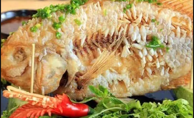 Cá diêu Hồng chiên nguyên con nhỏ