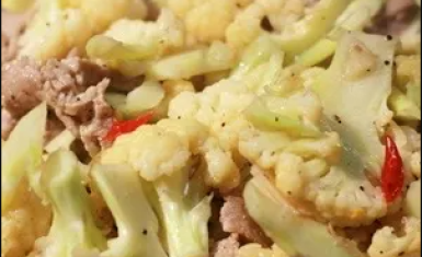 bông cải xào ba rọi